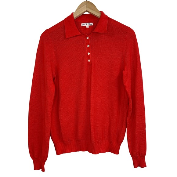 Alex Mill Womens Sweater Collared Long Sleeve 100% Cotton Poppy Red Size XS - Picture 1 of 4